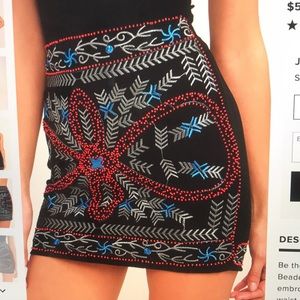 Lulu’s Enviable Black Beaded Mini Skirt